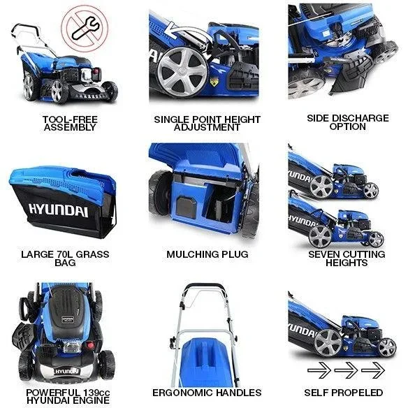 Selbstfahrender Rasenmäher mit 139cc OHV-Viertakt-Benzinmotor 46cm - 8