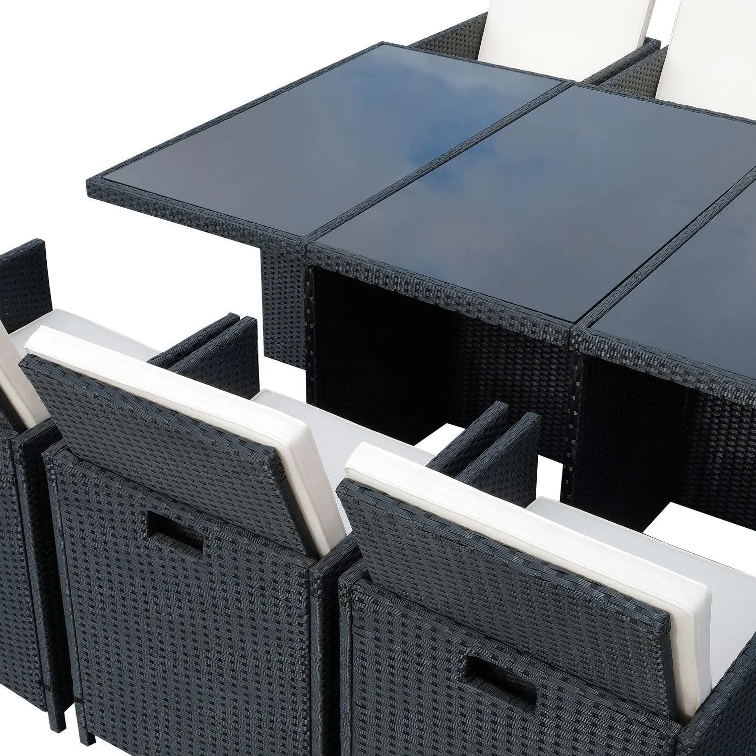Polyrattan Gartenmöbel 27 tlg. mit Kissen Alu Schwarz - 0