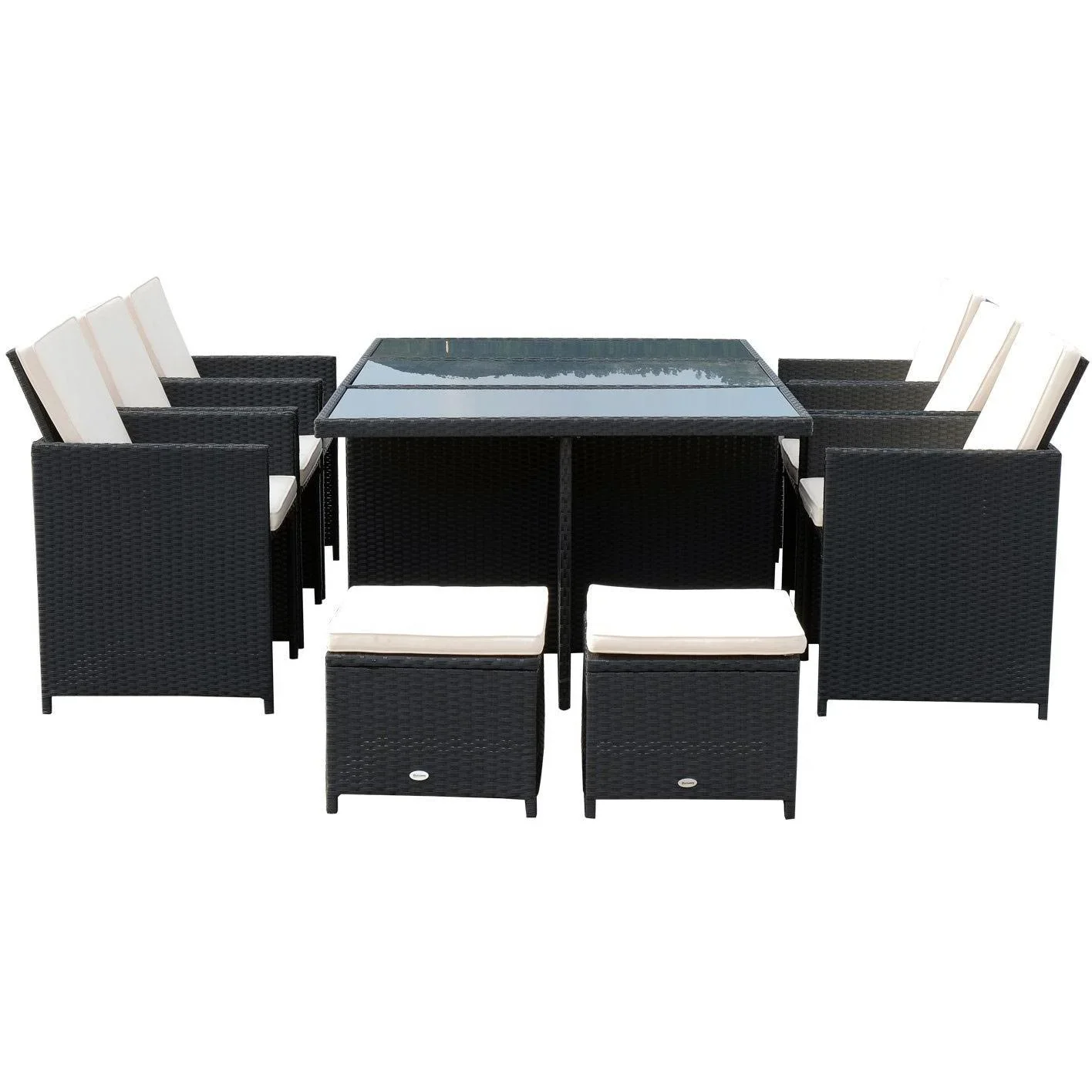 Polyrattan Gartenmöbel 27 tlg. mit Kissen Alu Schwarz - 3