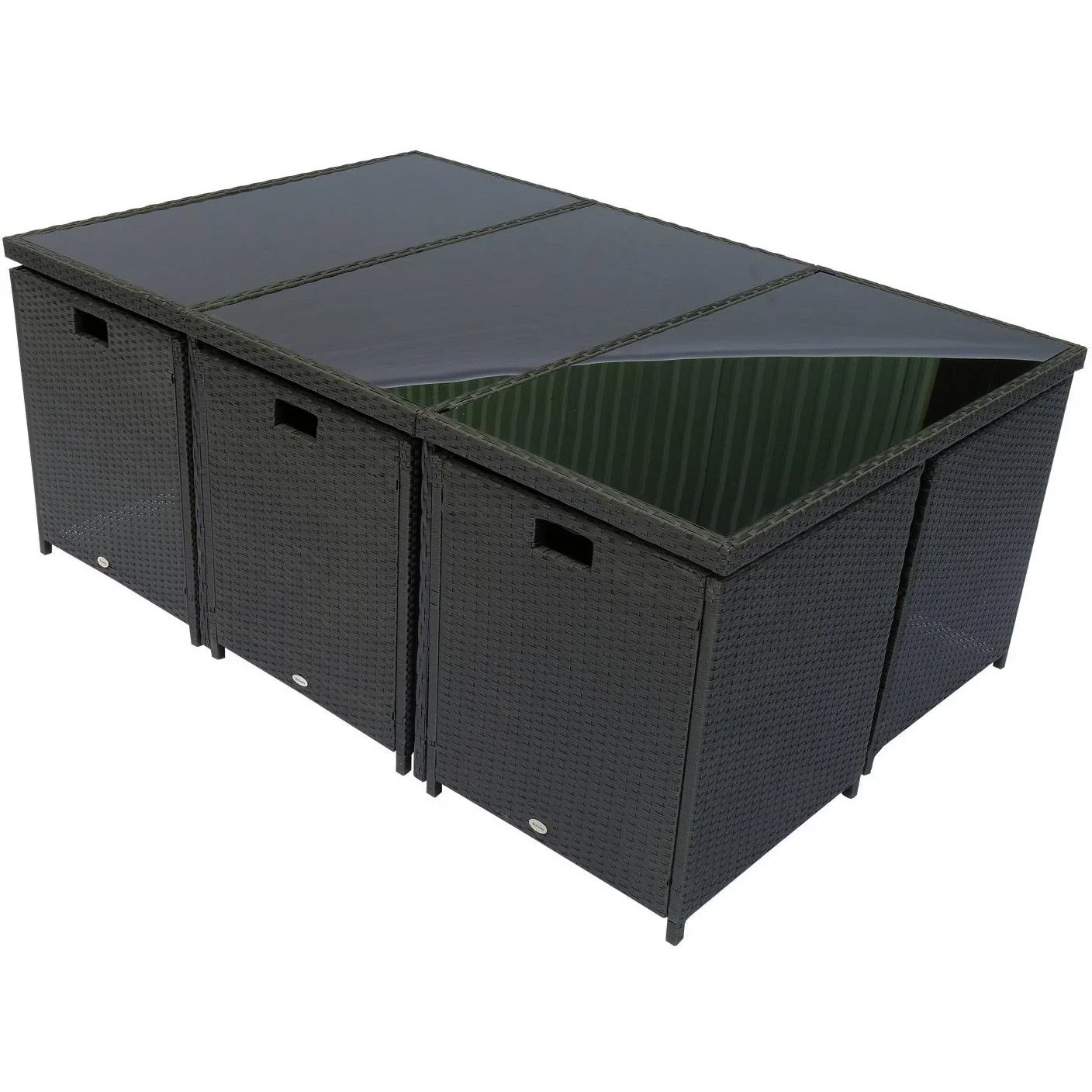 Polyrattan Gartenmöbel 27 tlg. mit Kissen Alu Schwarz - 4