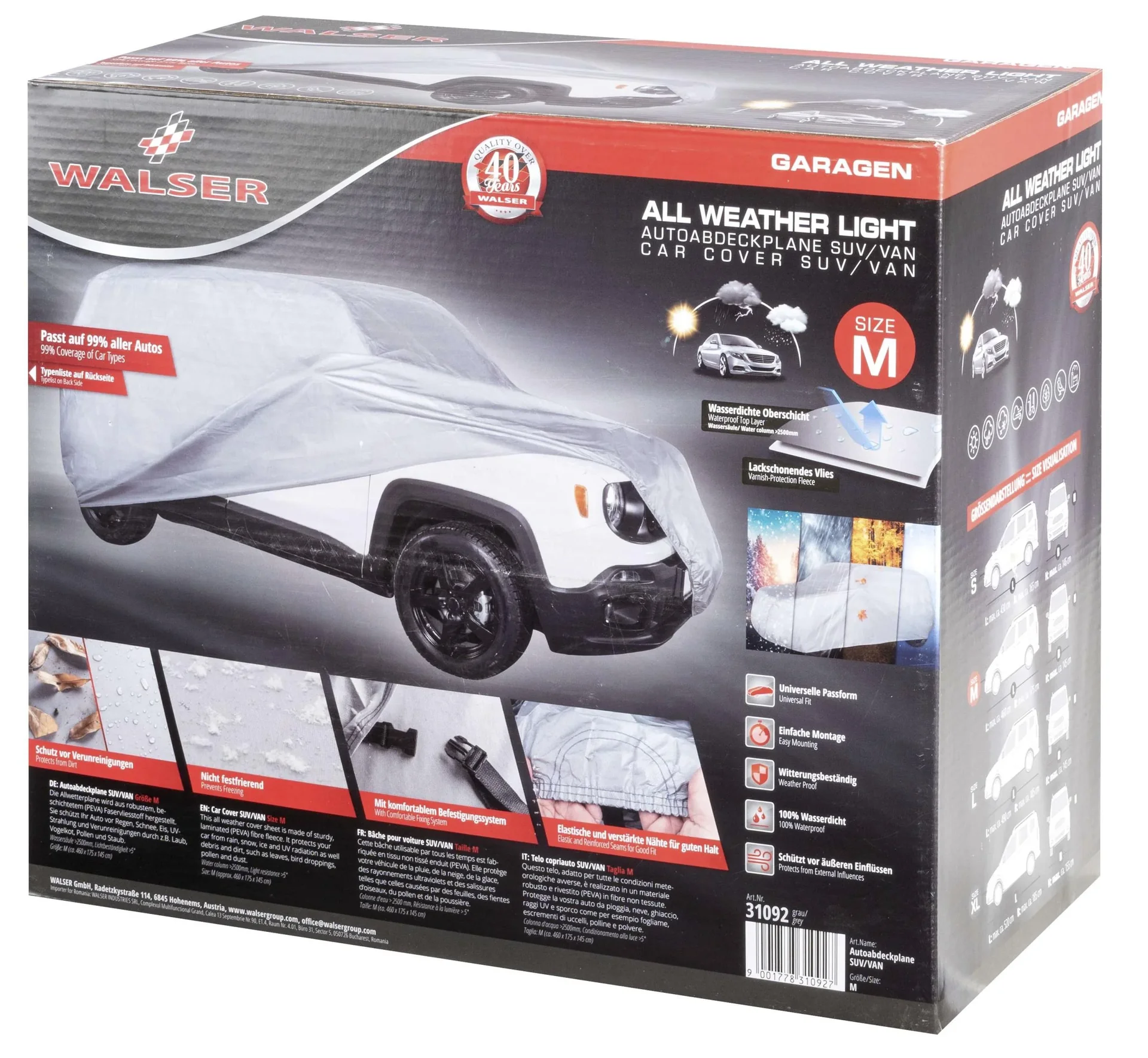 All Weather light SUV - Größe M - 460 x 175 x 145 cm - PEVA - grau - 4