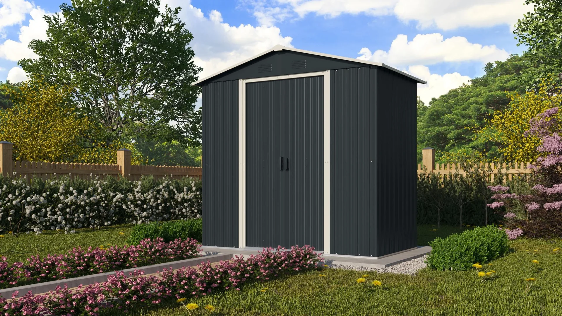 Gerätehaus Düsseldorf II 64, Schiefer/Creme - 1