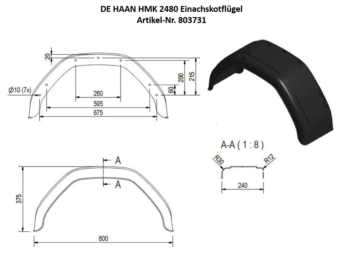 DE HAAN HMK 2480 Einachskotflügel, Spannweite 800 mm - 2