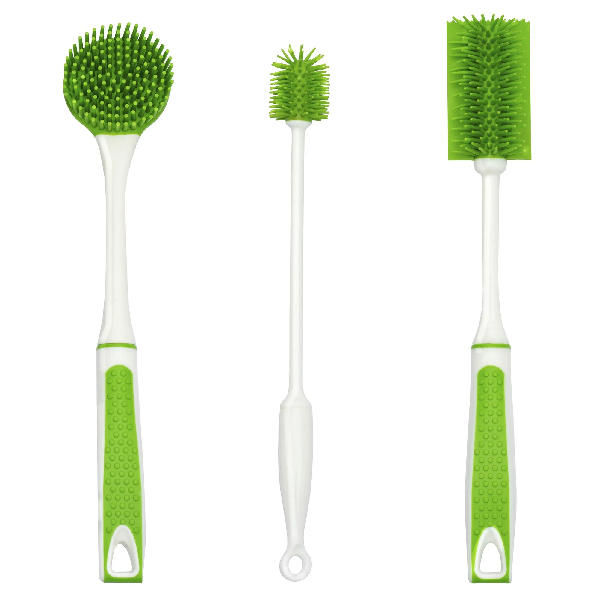 Silikon-Spülbürsten-Set, 3-teilig, Grün - 0