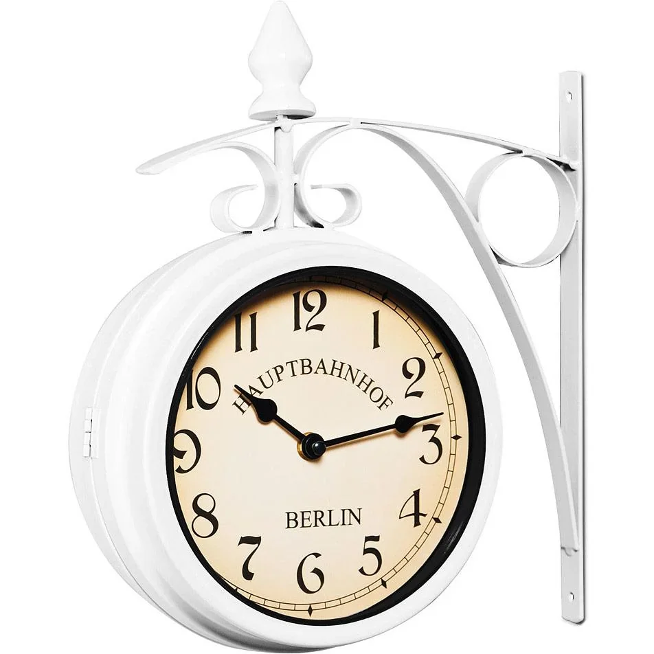 Retrostyle Bahnhofsuhr / Uhr - 29 x 9,5 x 32,5 cm -Weiß - 1