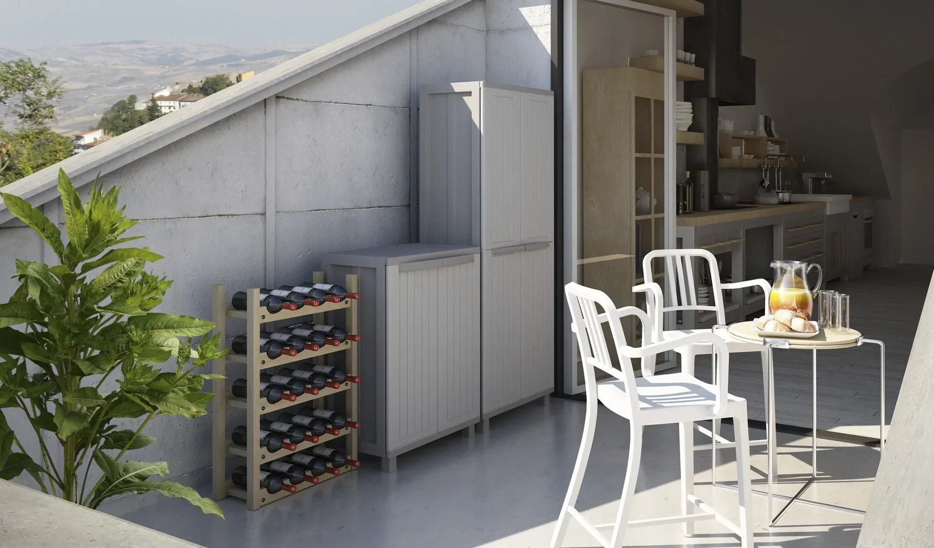 Kunststoffschrank J-Wood 68 für den wettergeschützten Außen- und Innenbereich - 1