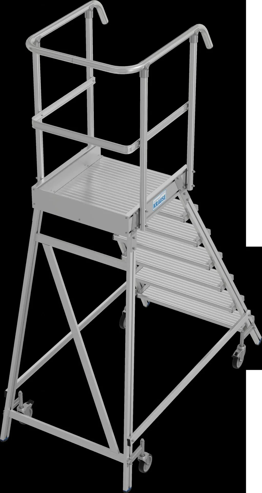 Podestleiter 7 Alu-Stufen Einseitig Fahrbar - 1