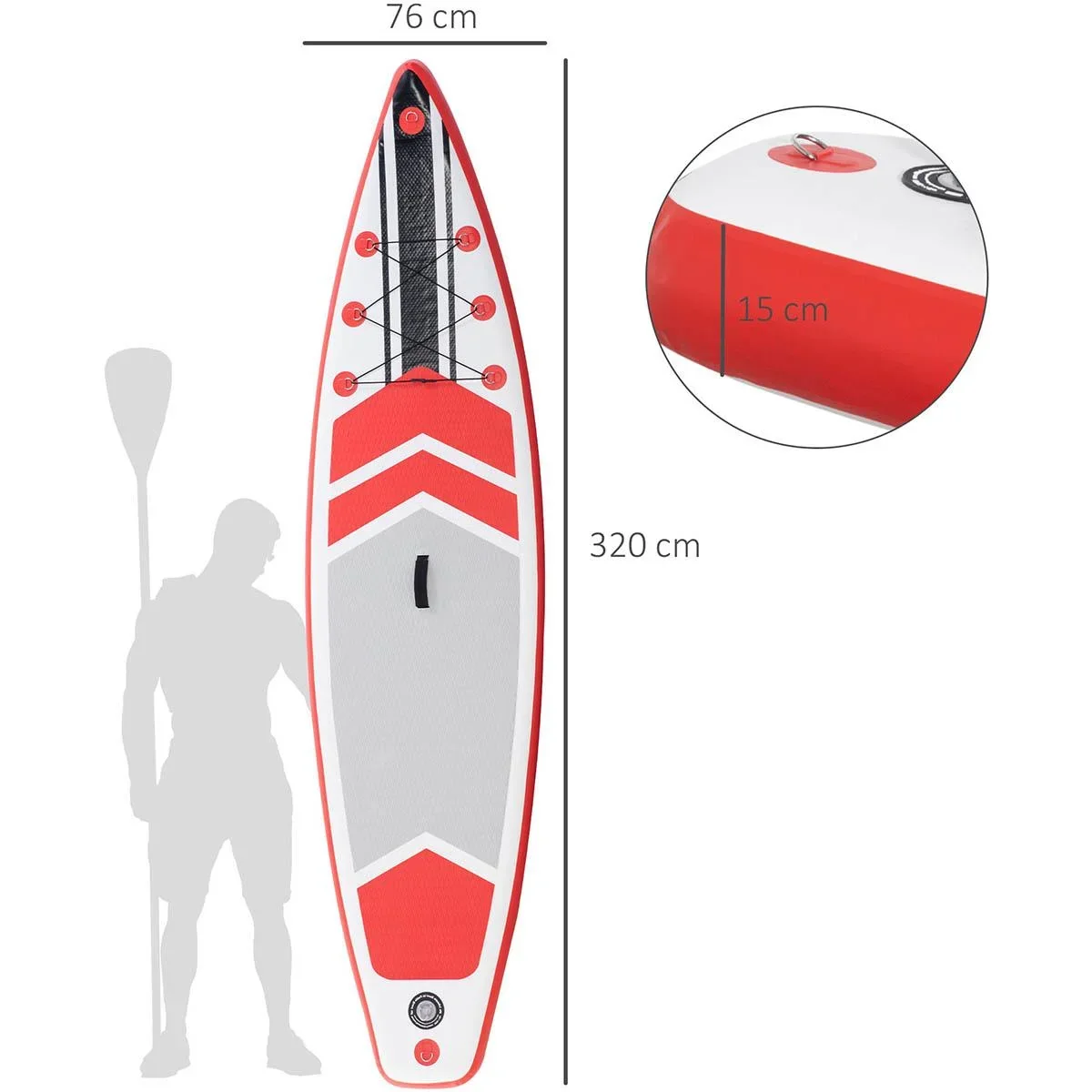 SUP Board aufblasbar mit viel Zubehör 320 x 76 x 15 cm - 2