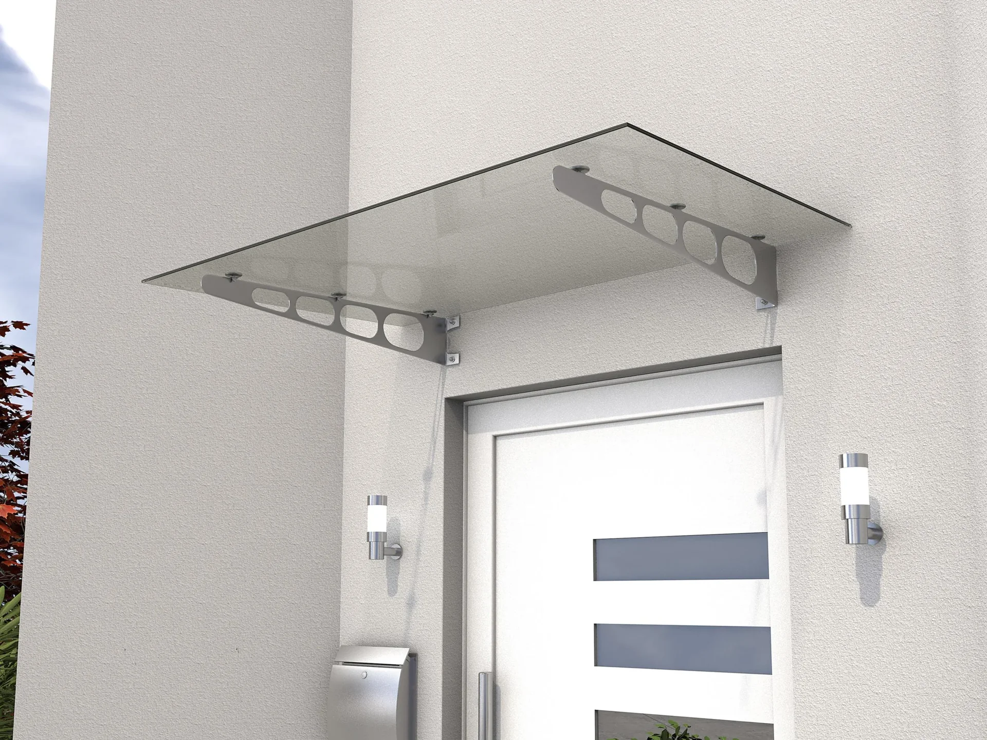 Edelstahlvordach HD/LT 140 klar, 140 x 90 x 16 cm, Edelstahl, Verbundsicherheitsglas (VSG) 8mm klar - 1