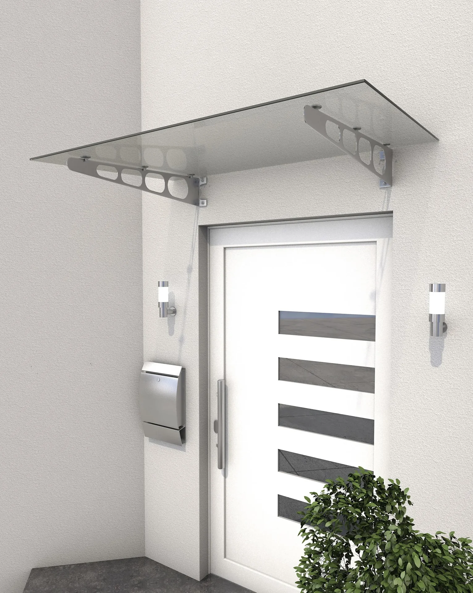 Edelstahlvordach HD/LT 140 klar, 140 x 90 x 16 cm, Edelstahl, Verbundsicherheitsglas (VSG) 8mm klar - 2