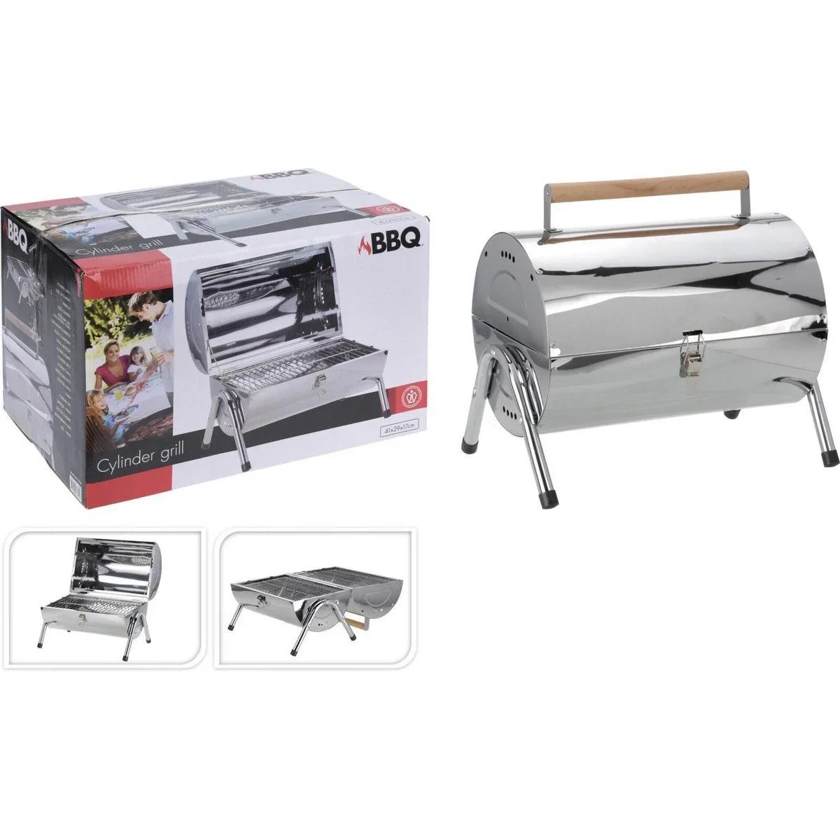 BBQ Collection Holzkohlegrill - Zylinder - Chrom - 1