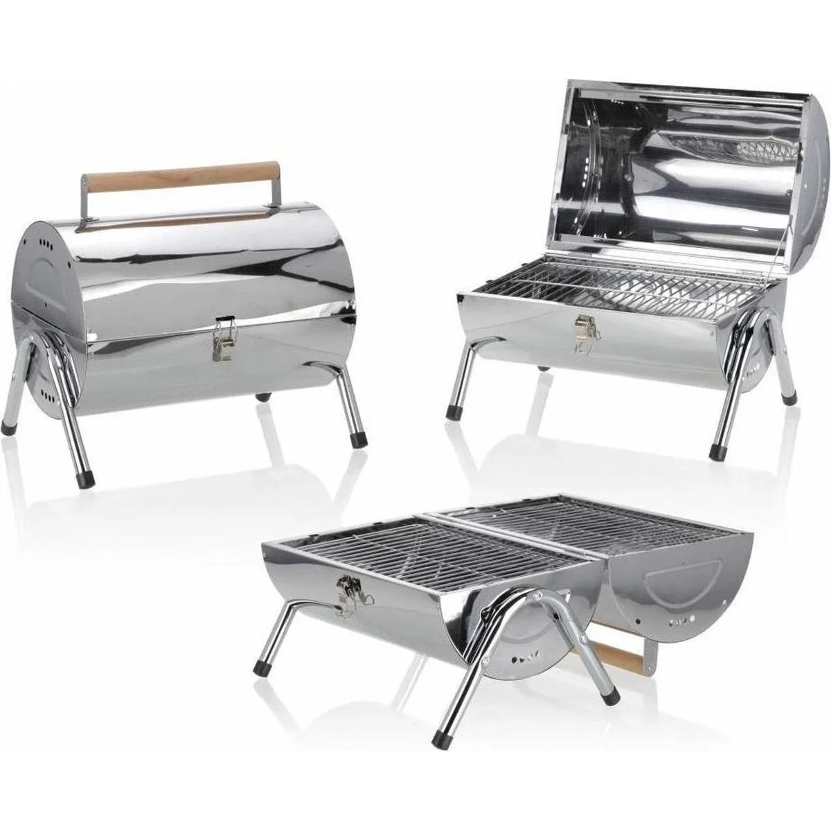 BBQ Collection Holzkohlegrill - Zylinder - Chrom - 6
