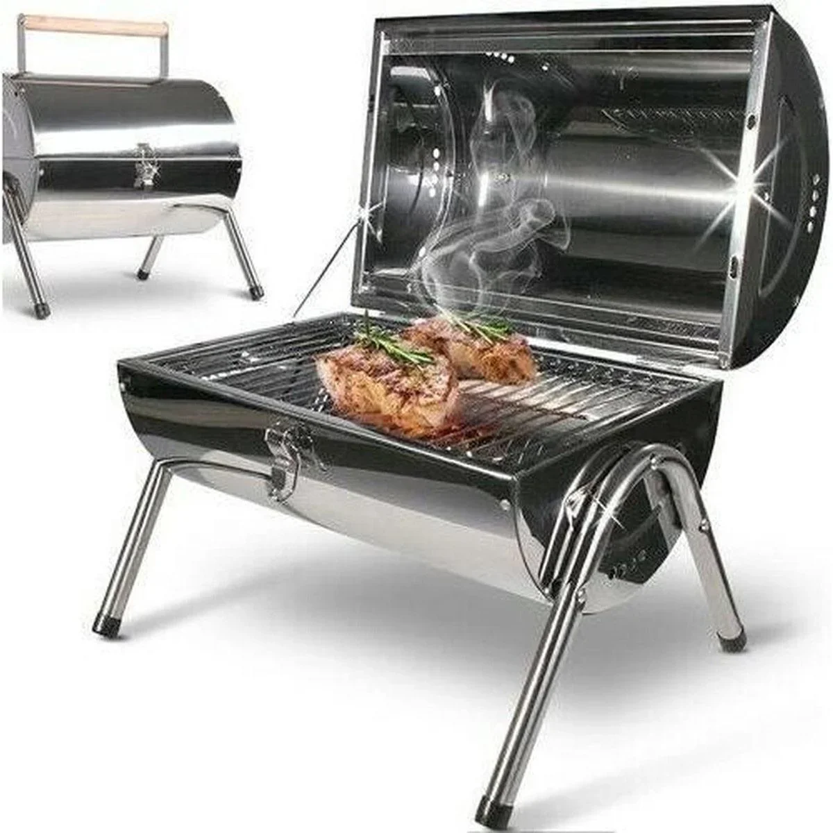 BBQ Collection Holzkohlegrill - Zylinder - Chrom - 8