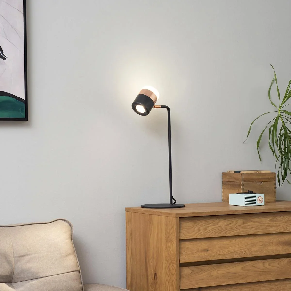 Tischlampe Nachttischlampe Tischleuchte LED 90° verstellbar Industrial Stil Metall Schwarz+Gold 27 x 24 x 51 cm - 3