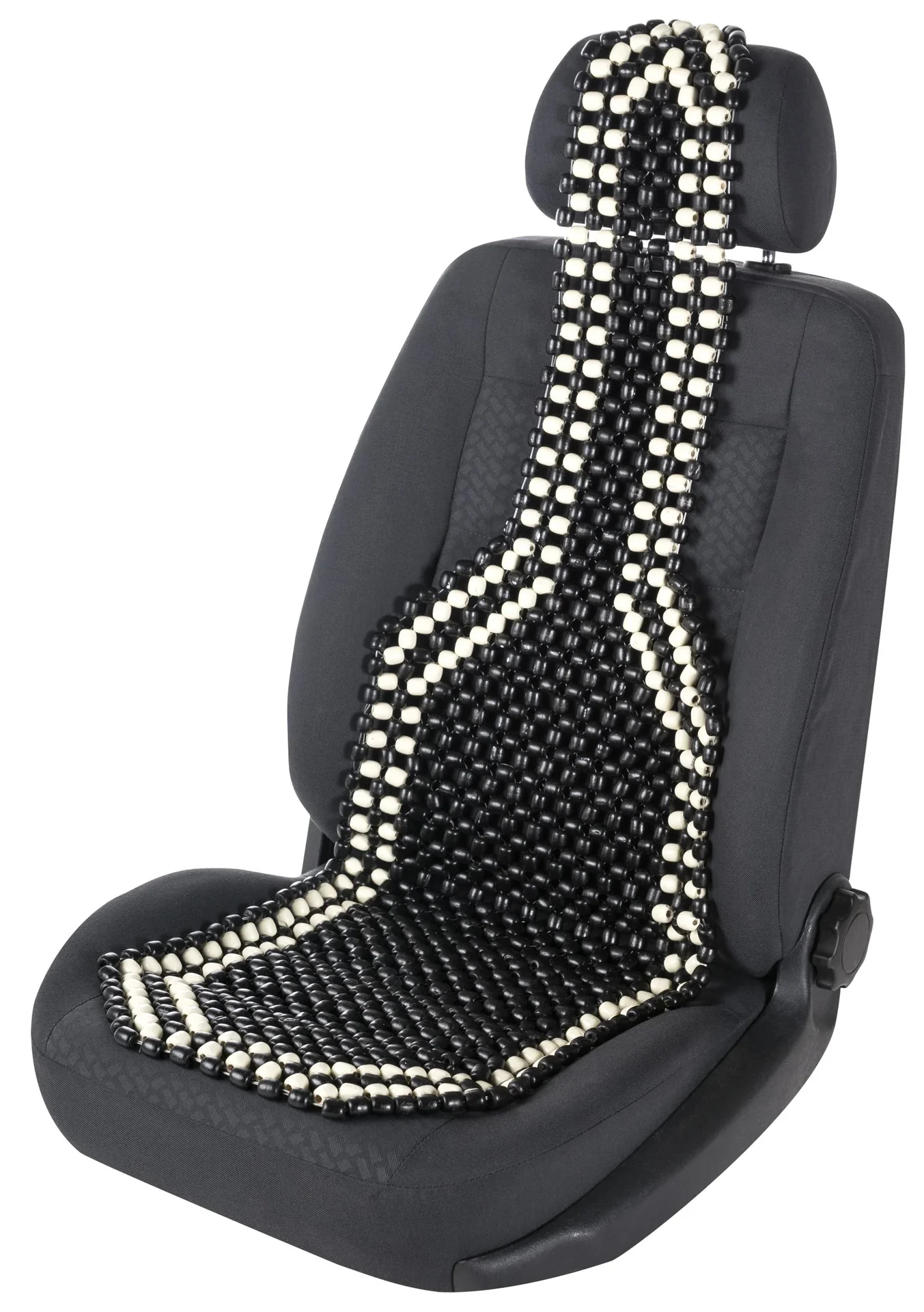 Sitzauflage aus Holzperlen, schwarz/weiß - 1
