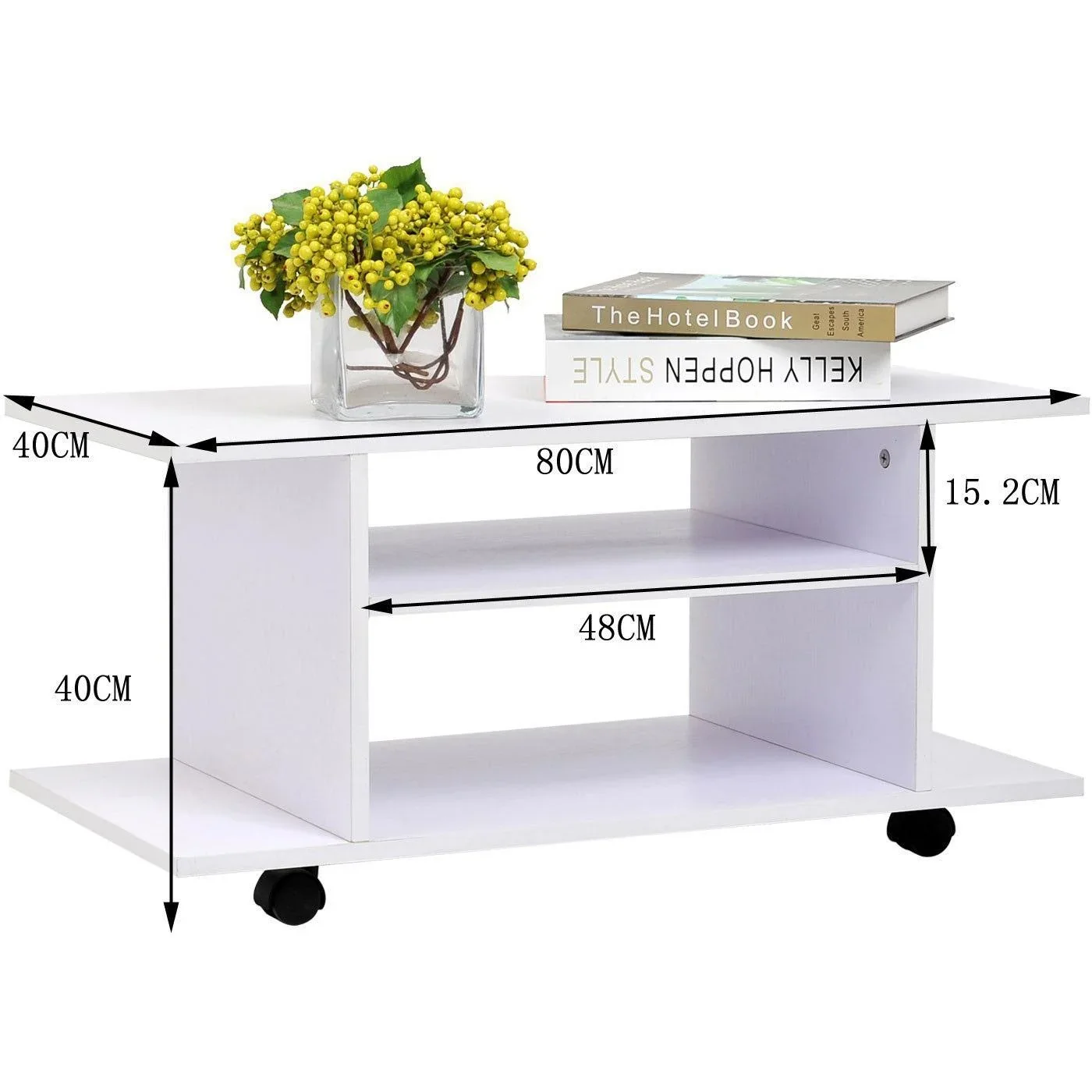 Fernsehtisch Lowboard TV mit Rollen weiß - 1