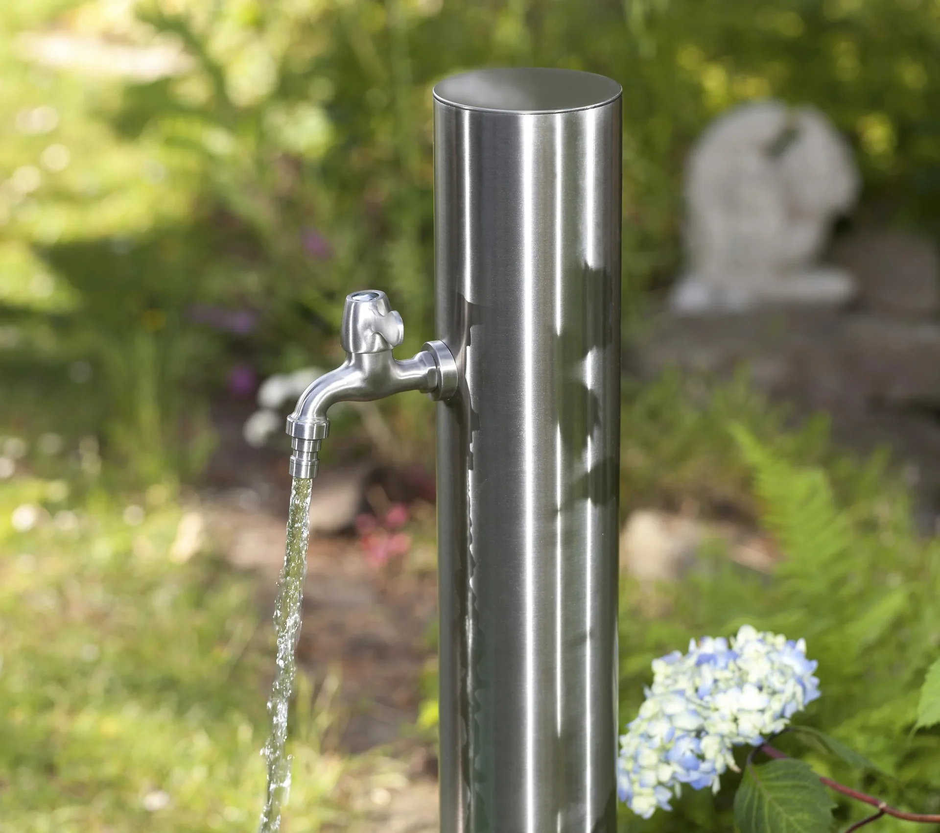 Wasserzapfsäule aus Edelstahl mit 2 Auslaufhähnen + Schutzhülle - 9