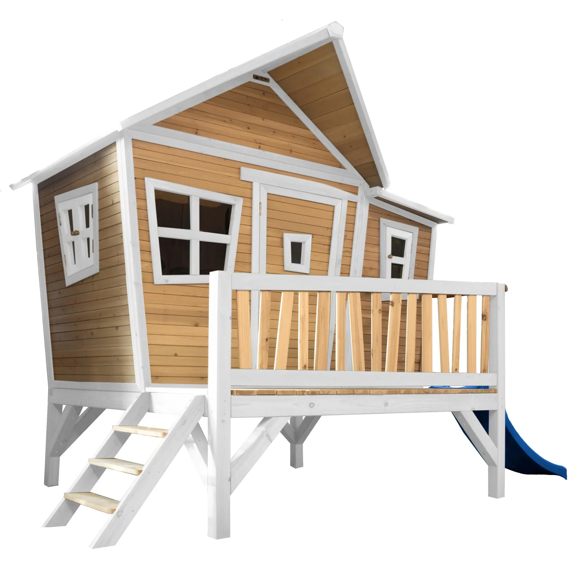 Emma Spielhaus Braun/Weiß - Blaue Rutsche - 1