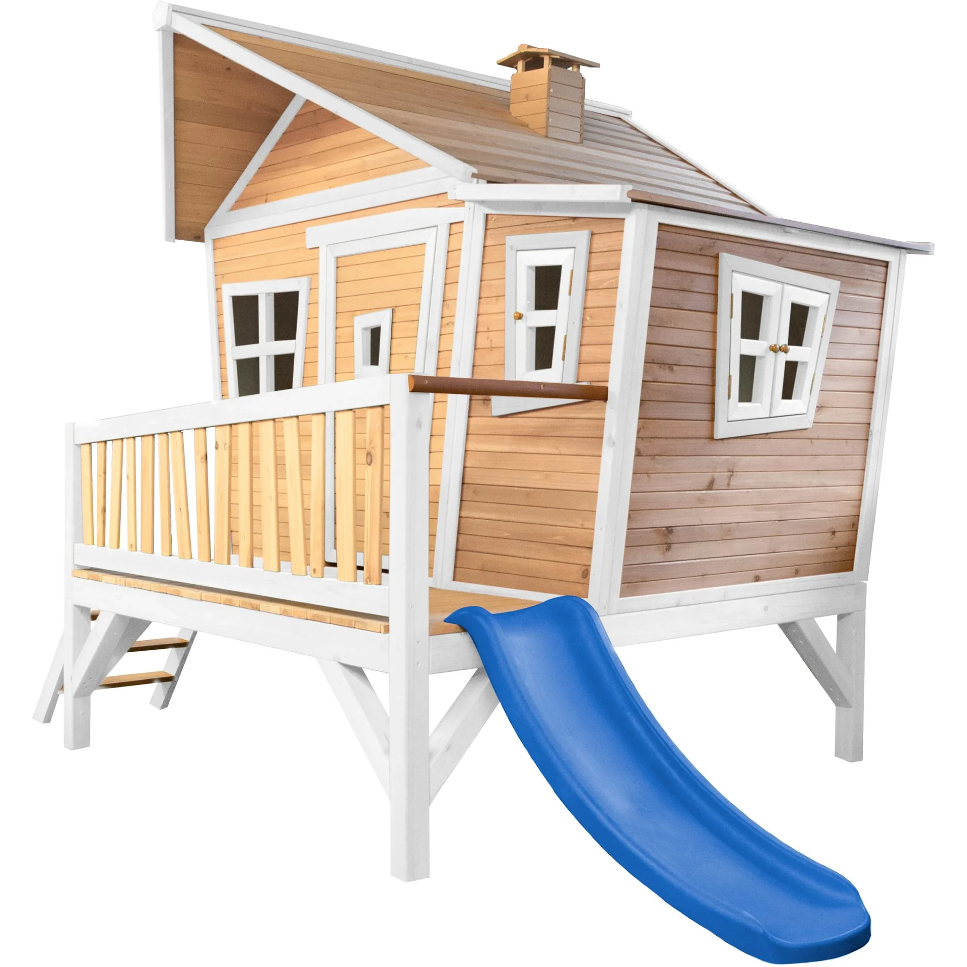 Emma Spielhaus Braun/Weiß - Blaue Rutsche - 3