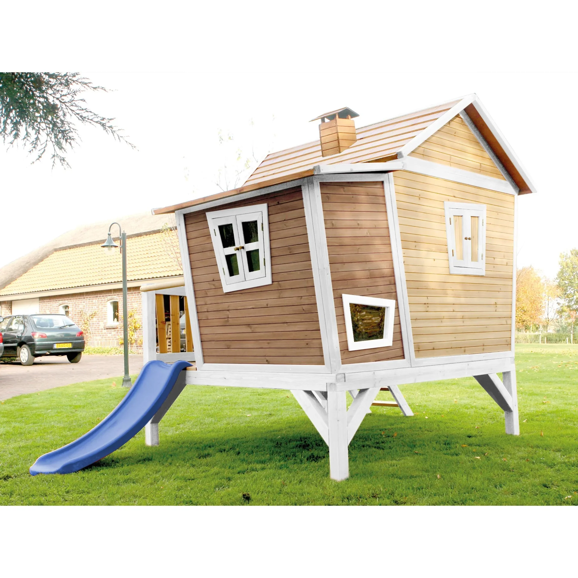 Emma Spielhaus Braun/Weiß - Blaue Rutsche - 6