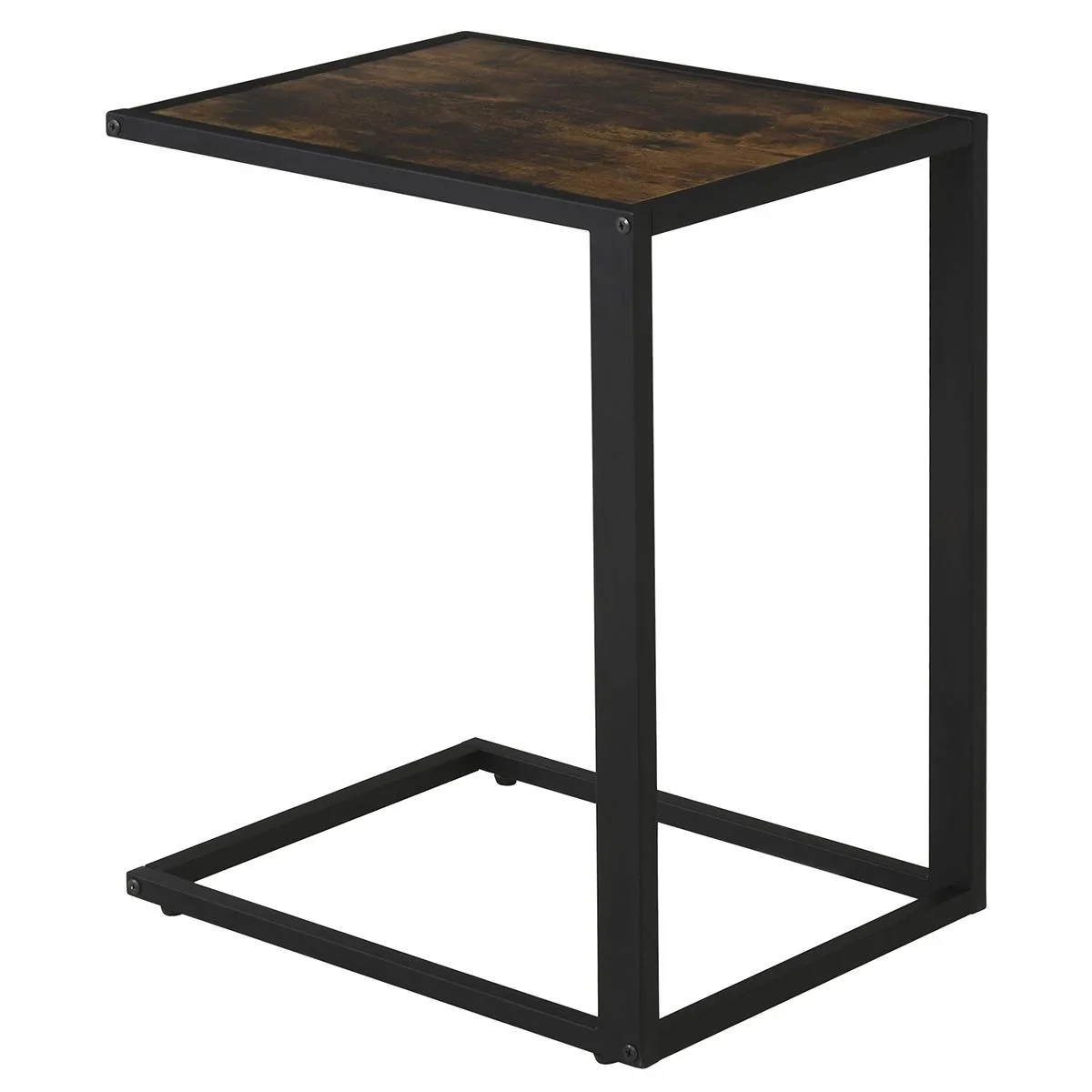 Beistelltisch in C-Form Kaffeetisch Couchtisch Standtisch Tisch Metall MDF Rustikal-Braun 40,6 x 50,8 X 64,2 cm - 1