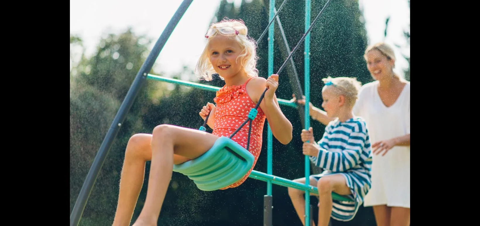 Premium Metall Schaukelset mit Nebelsprühfunktion, Outdoor-Schaukelset, Kinder, Einzelschaukel, Tellerwippe - 3