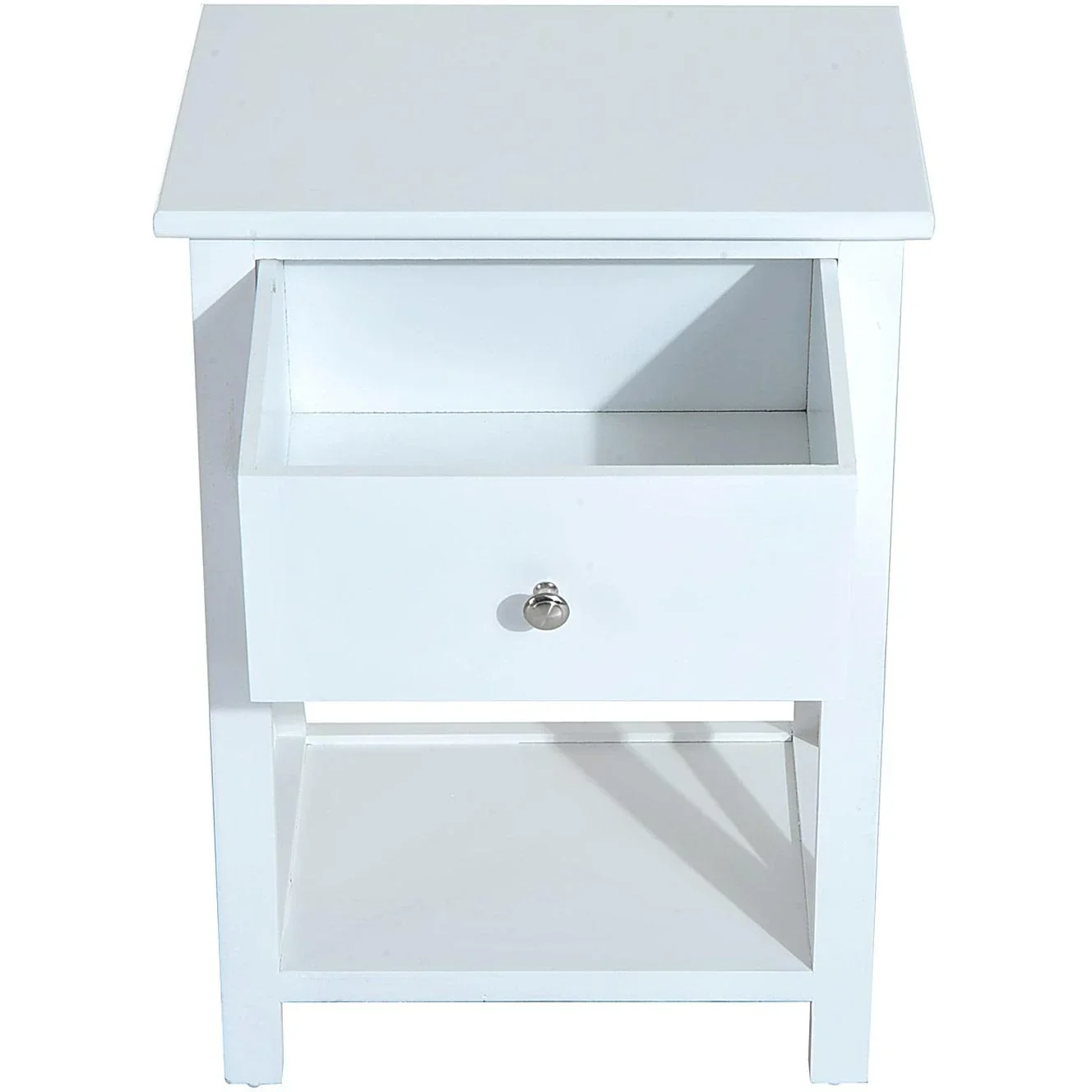Beistelltisch Nachttisch mit Schublade Holz Weiß - 0