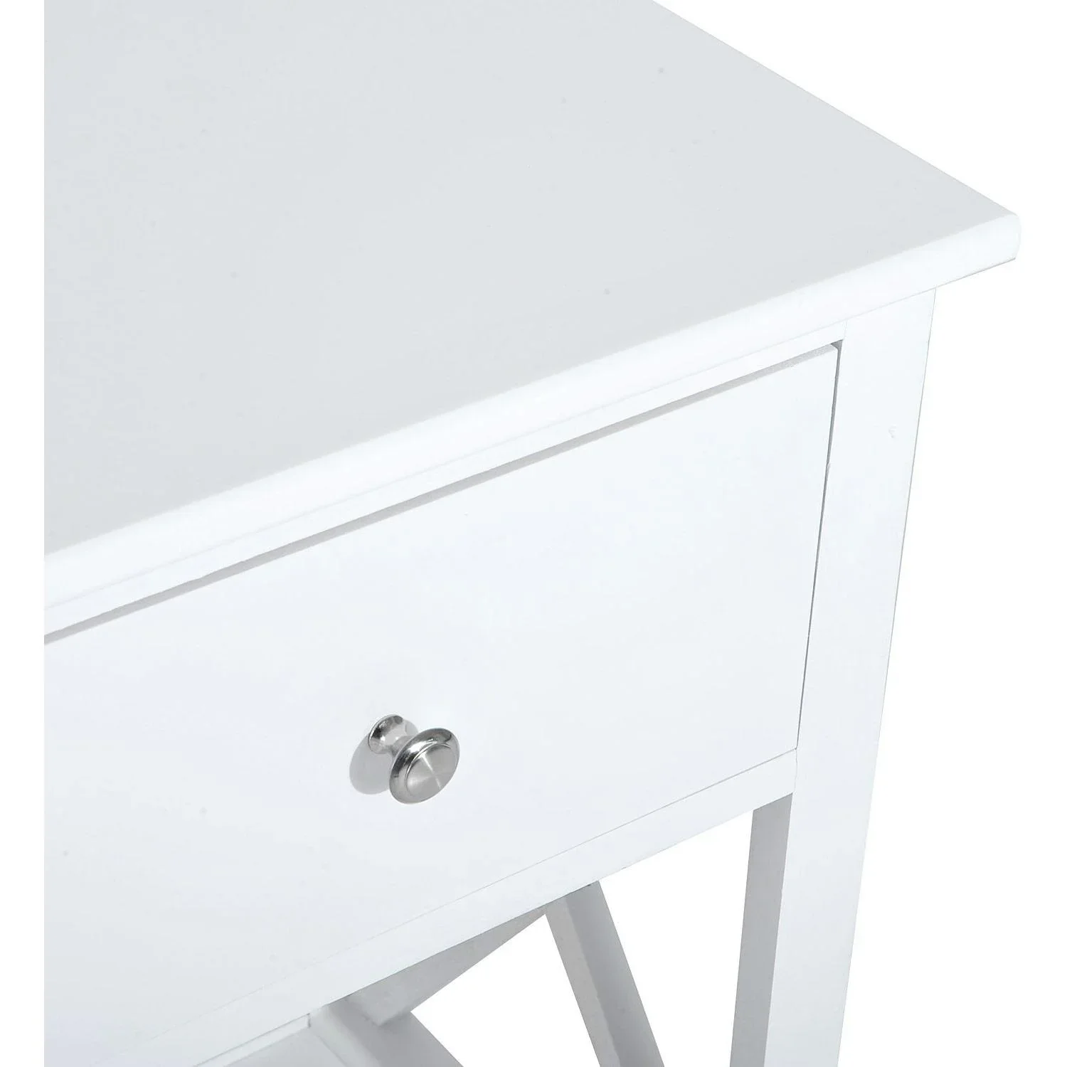 Beistelltisch Nachttisch mit Schublade Holz Weiß - 3