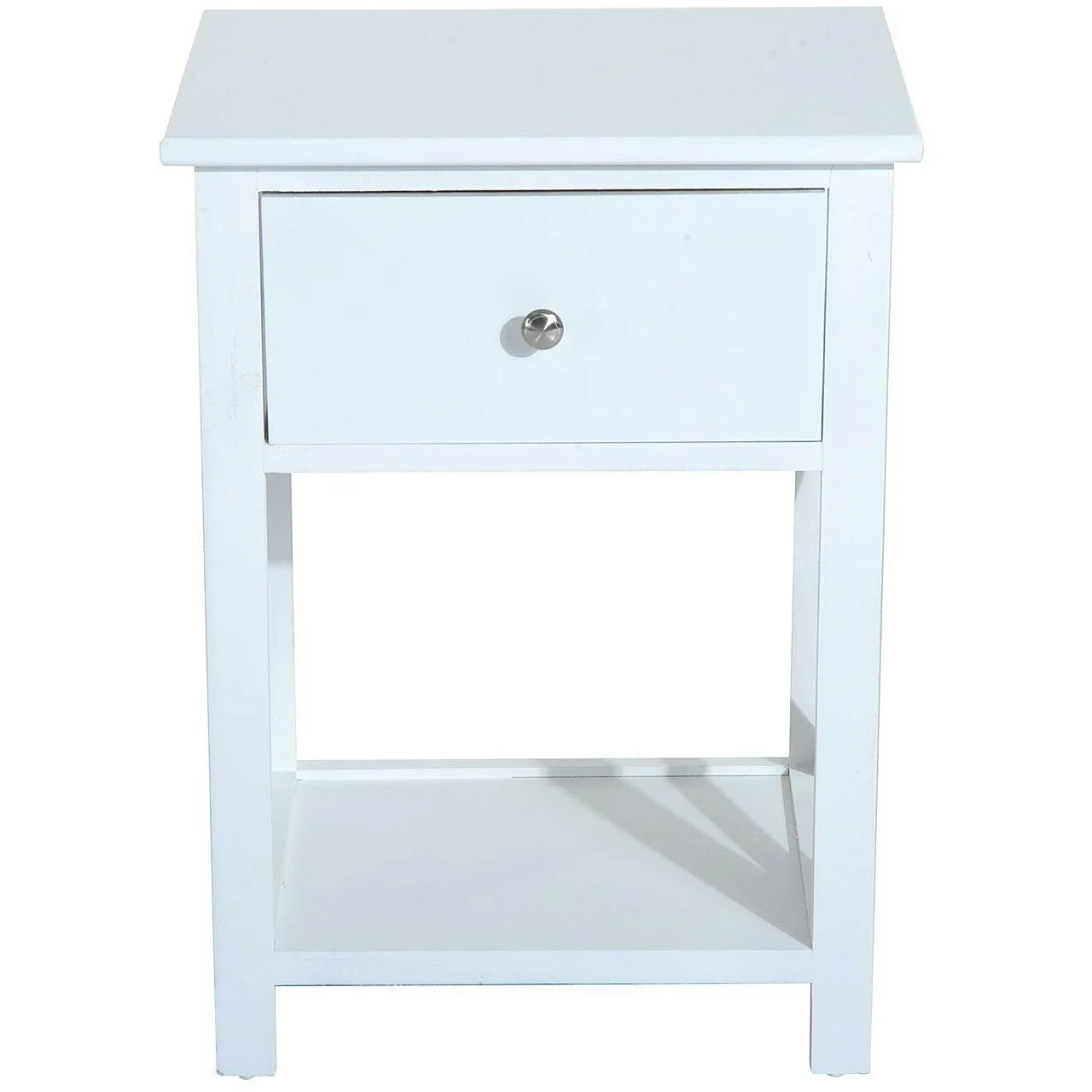 Beistelltisch Nachttisch mit Schublade Holz Weiß - 4
