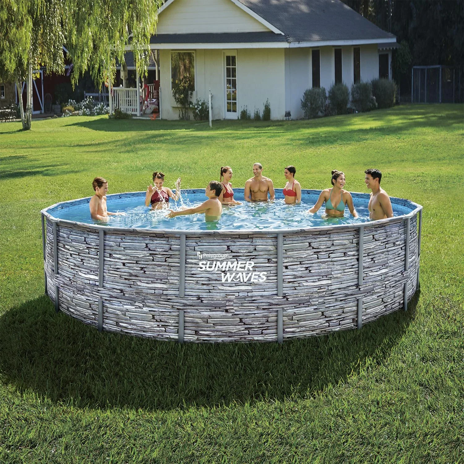 Elite Frame Pool Ø549 x 132 cm, Teak-Optik - 3