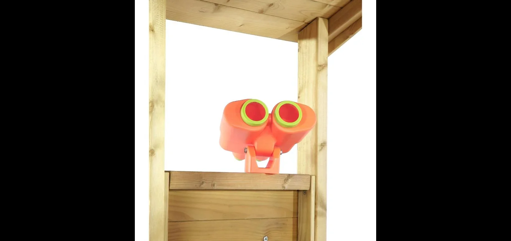 Holz Aussichtsturm mit Doppelschaukel, Outdoor-Spielturm, Kletterwand, Rutsche, Sandkasten, Kreidetafel, natur - 0