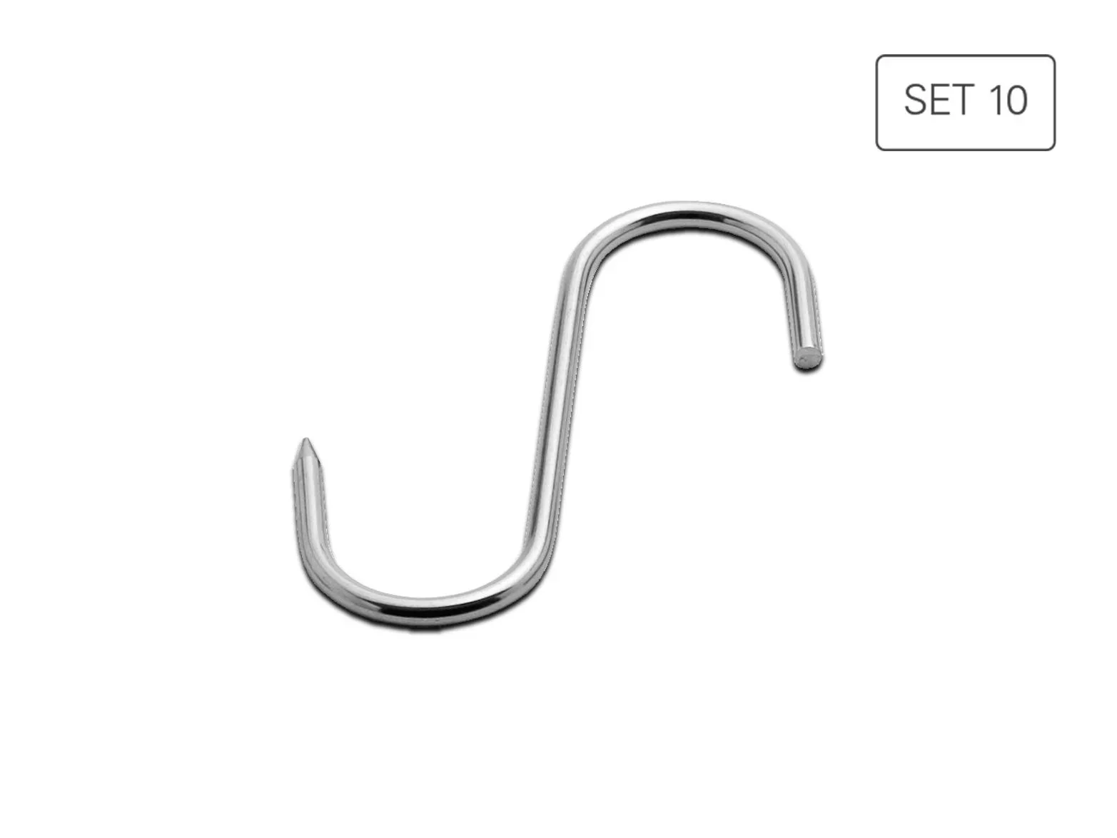 Fleischhaken, Edelstahl, 10 cm, 10 Stück - 0