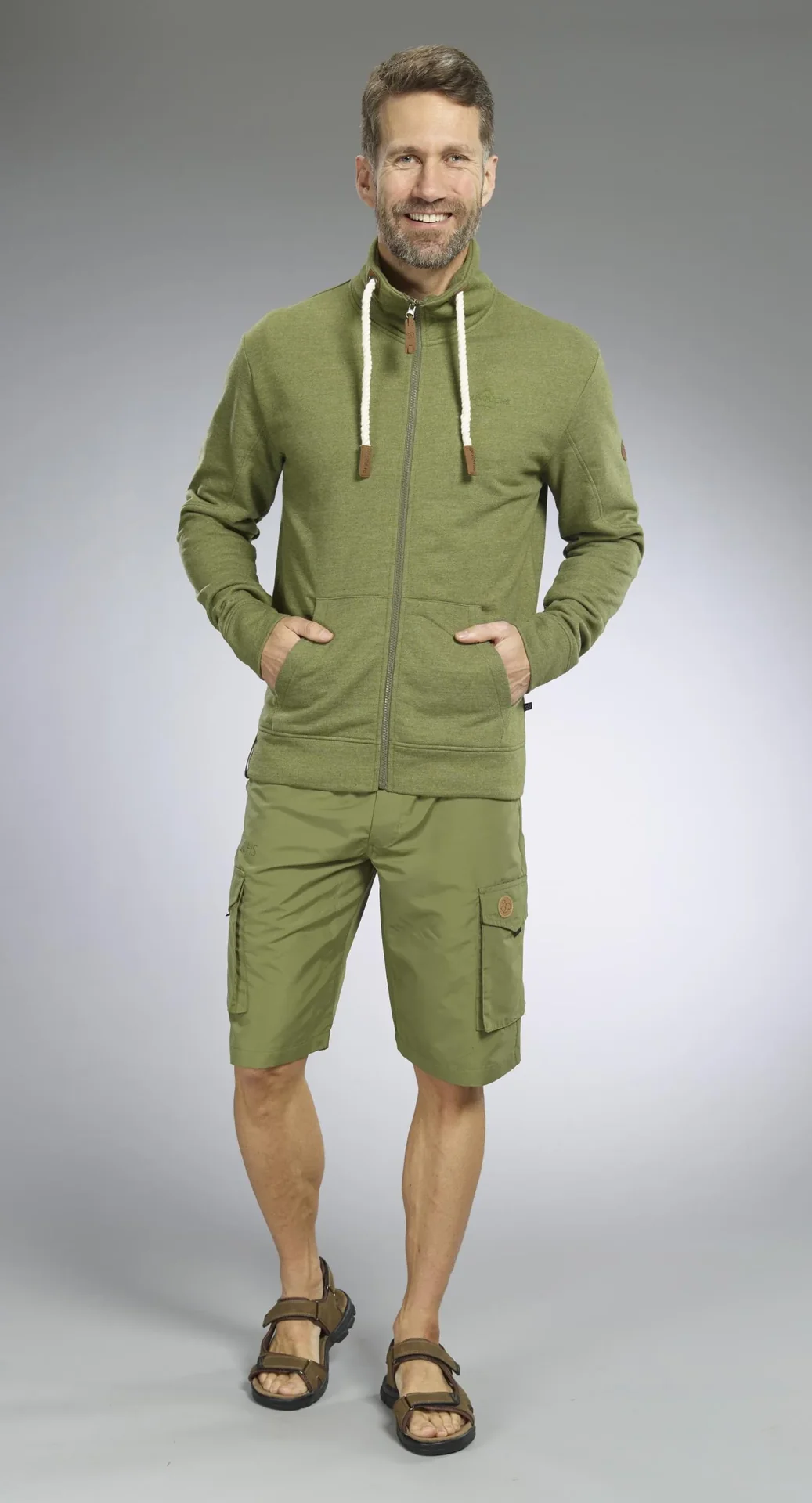 Sweatjacke, Farbe oliv, Gr.M - 1