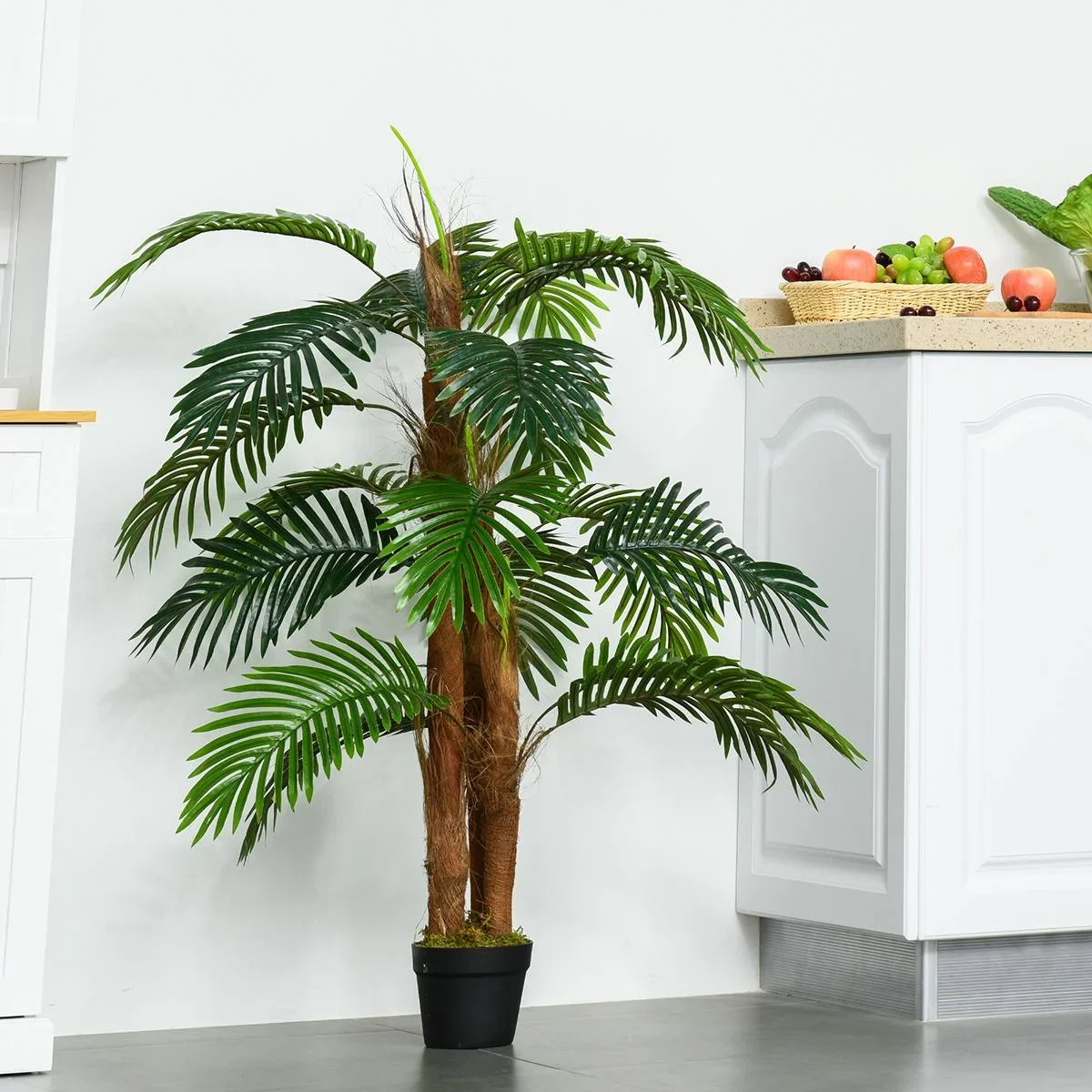 künstliche Pflanzen 120 cm künstlicher Palmen Palme Kunstpflanze Zimmerpflanze Dekopflanze Büropflanze Kunststofftopf fü - 0