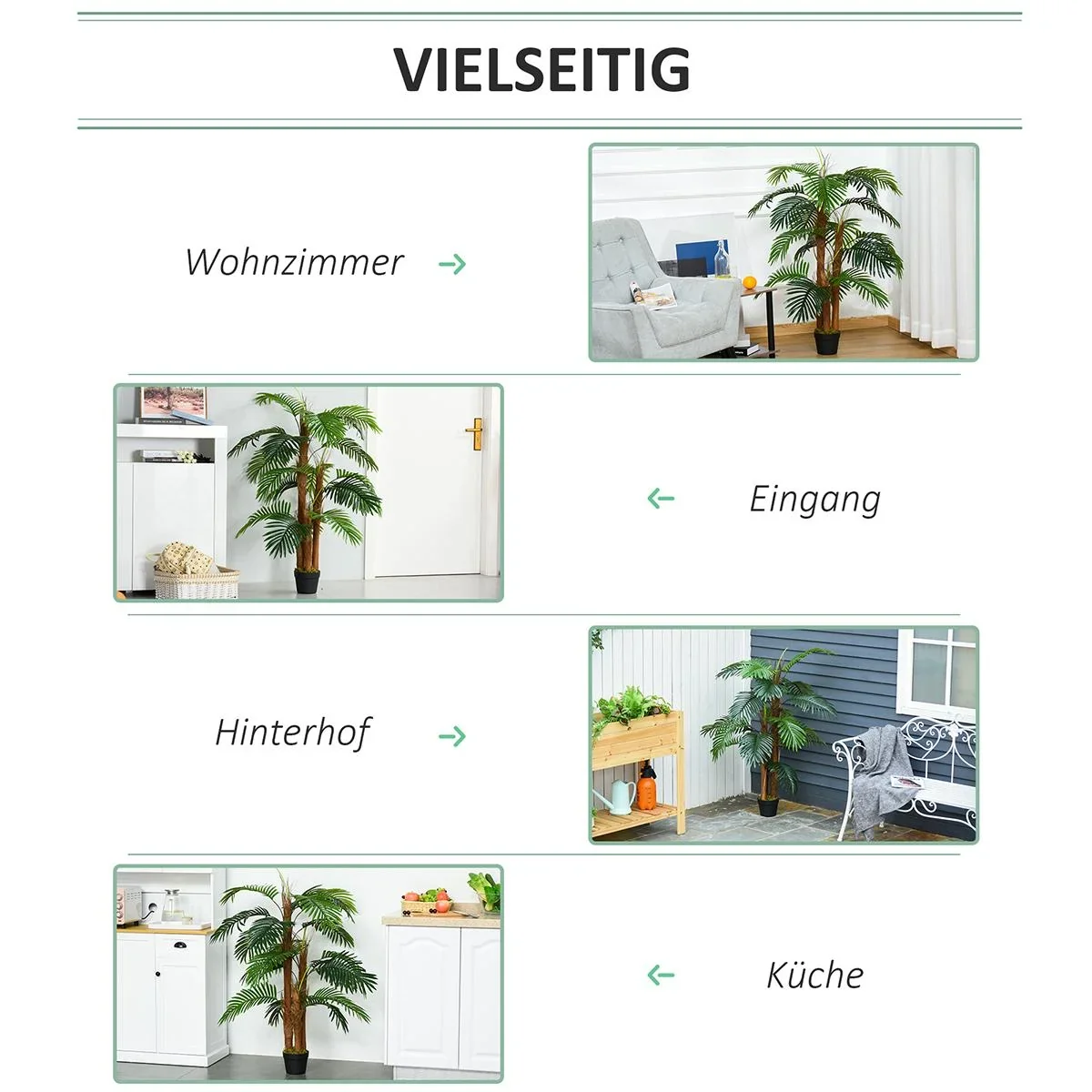 künstliche Pflanzen 120 cm künstlicher Palmen Palme Kunstpflanze Zimmerpflanze Dekopflanze Büropflanze Kunststofftopf fü - 2