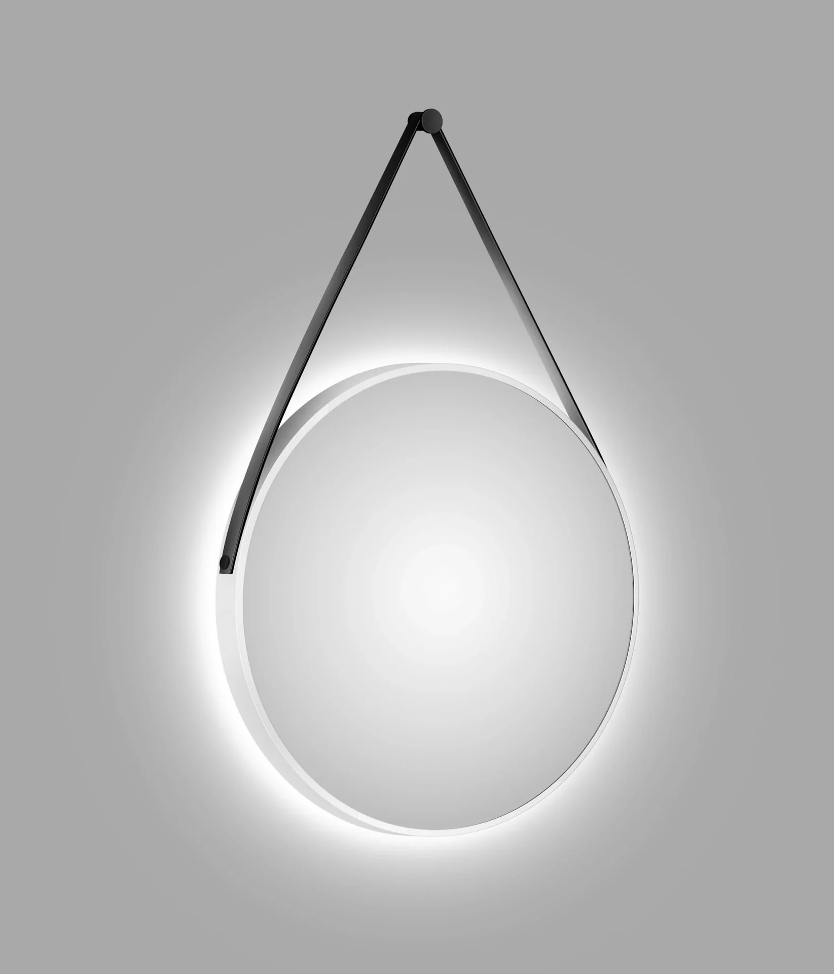 Dekorativer runder Wandspiegel mit indirekter LED Beleuchtung in weiß matt Ø 80 cm - 4