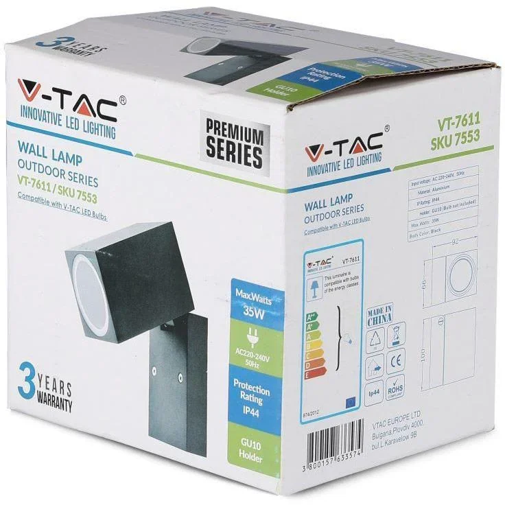VT-7611 Wandleuchte außen - einstellbar - GU10 - Aluminium - IP44 - 3