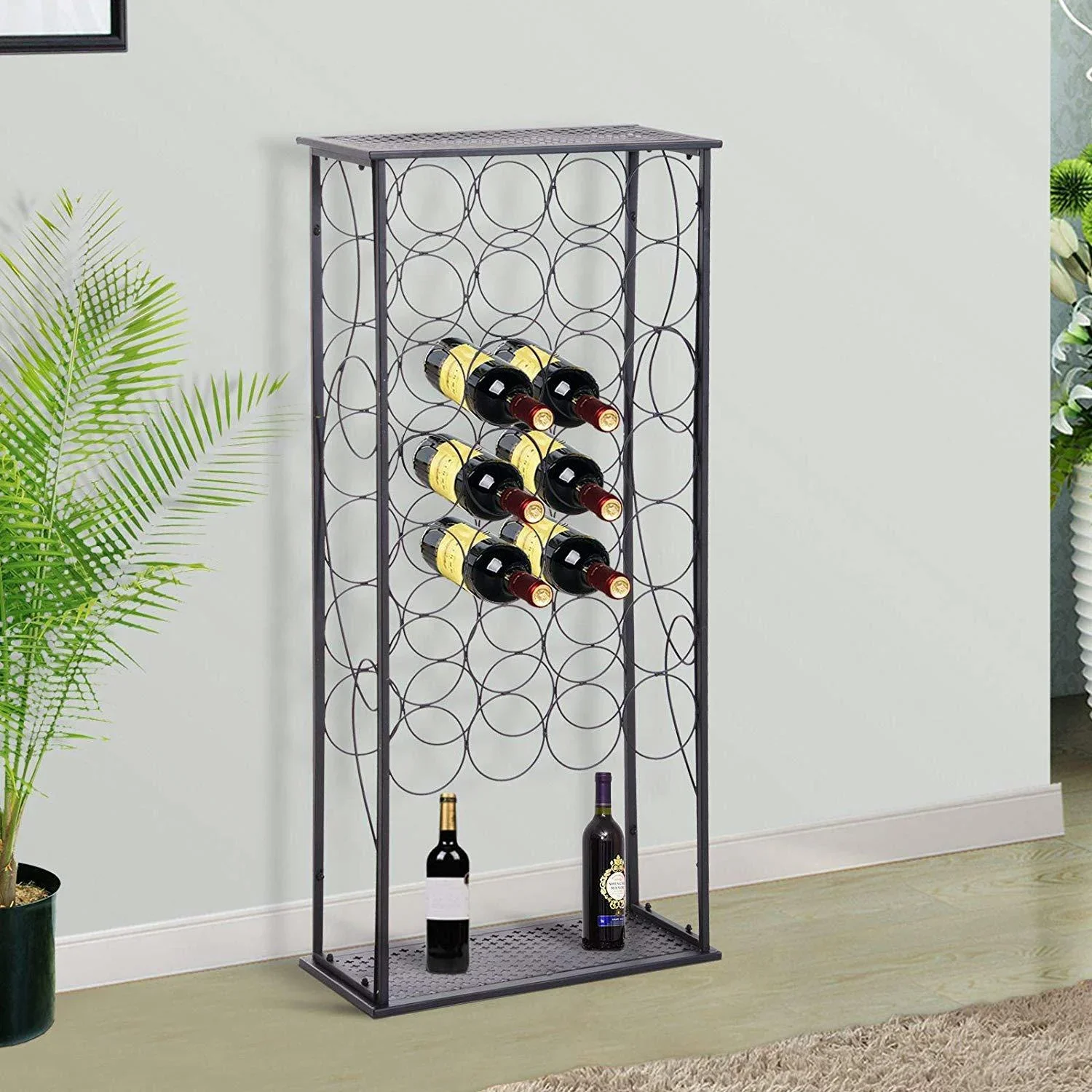 Weinregal Flaschenregal Weinständer für 28 Flaschen Weinschrank Metall Schwarz 47,5 x 21,5 x 100 cm - 3