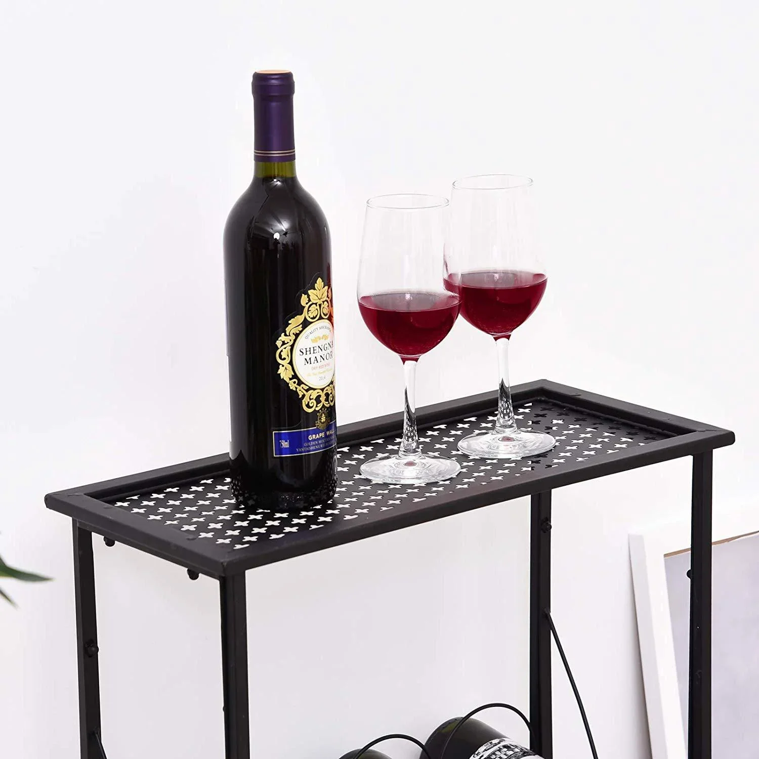 Weinregal Flaschenregal Weinständer für 28 Flaschen Weinschrank Metall Schwarz 47,5 x 21,5 x 100 cm - 4