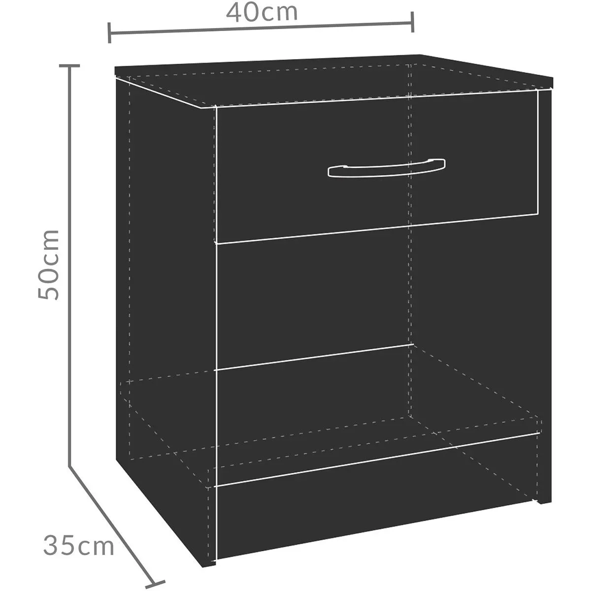 Nachttisch mit Schublade in Wenge-Optik (HxBxT) 50x40x35cm - 0