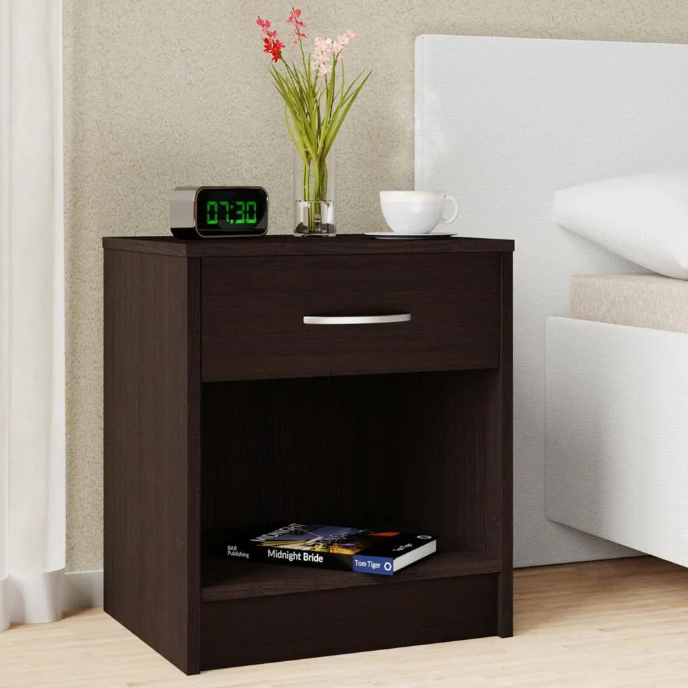 Nachttisch mit Schublade in Wenge-Optik (HxBxT) 50x40x35cm - 1