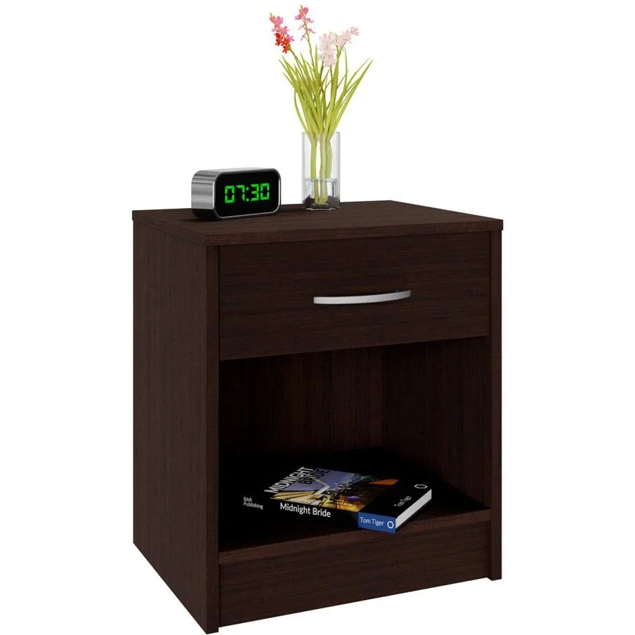 Nachttisch mit Schublade in Wenge-Optik (HxBxT) 50x40x35cm - 2