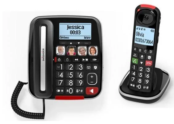 Senioren-Schnurlos-Telefon + schnurgebundenenes Telefon mit großen Tasten und hörgerätekompatibel - 0