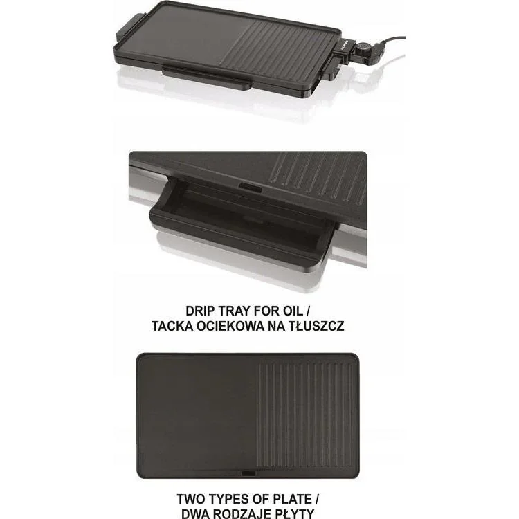 LUND Elektrischer Tischgrill/Griddle - 2000W - 49X27CM - 1