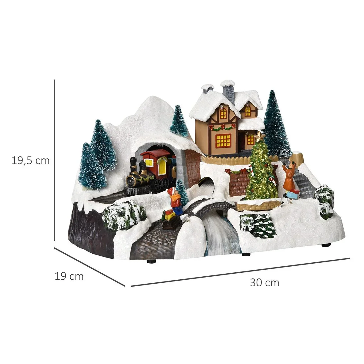 Weihnachtsdorf Weihnachtsdekoration mit LED Beleuchtung Musik Lichterkette LED Glasfaseroptik 30 x 19 x 19,5 cm - 2
