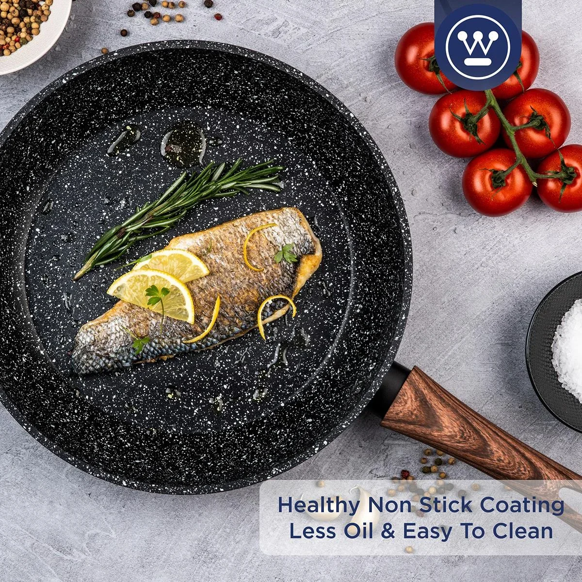 Bratpfanne Ø30 cm (12.5") Schwarzer Marmor Holz - 1