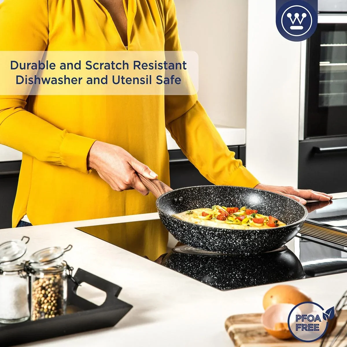 Bratpfanne Ø30 cm (12.5") Schwarzer Marmor Holz - 3