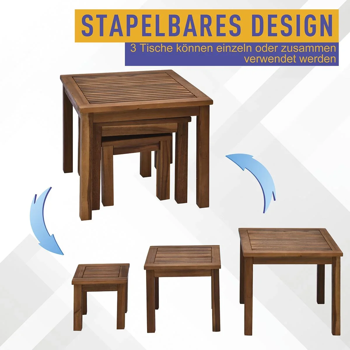 Beistelltisch im 3er Set Teakholz - 2