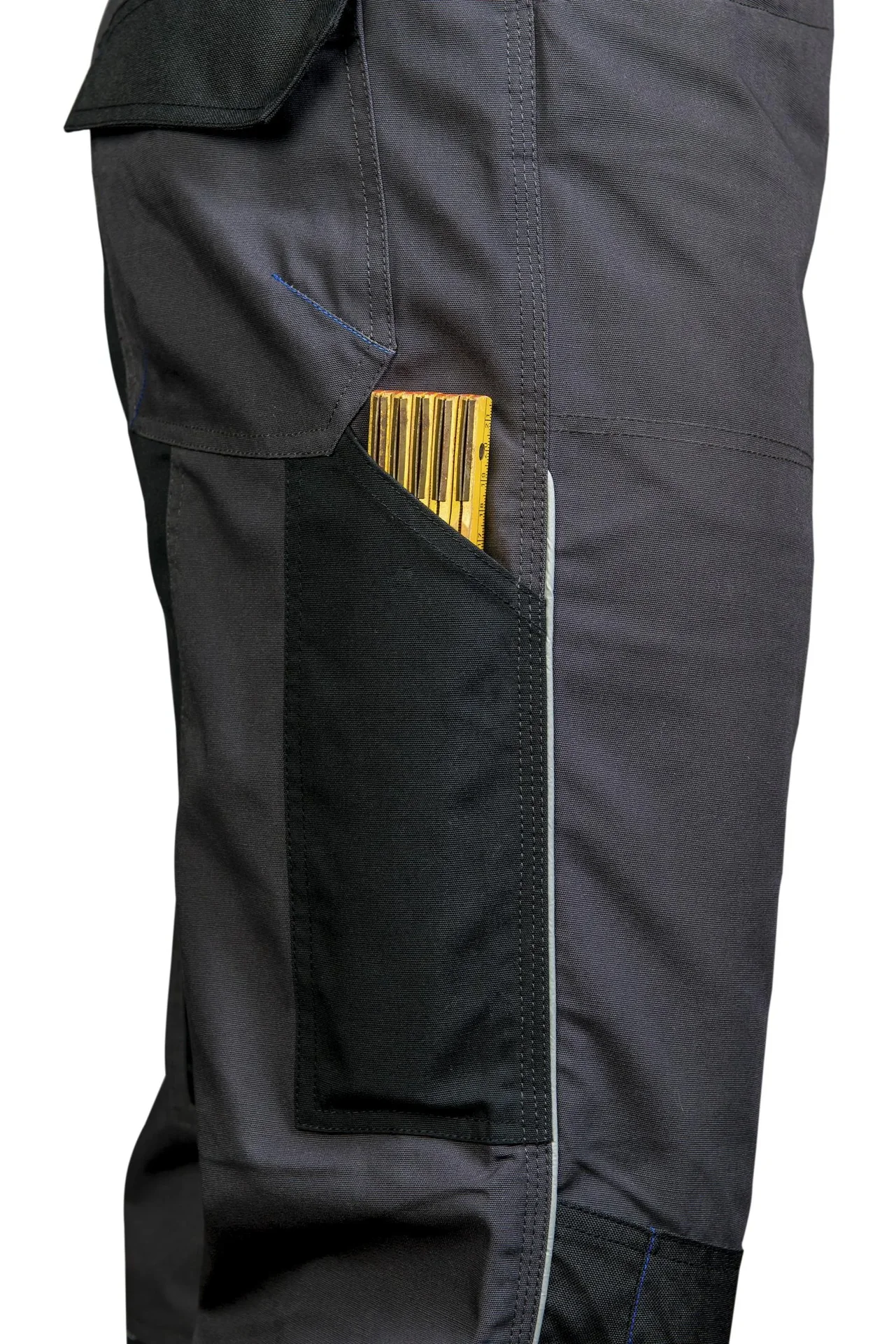 Arbeits Latzhose, Farbe grau/royal, Gr. 48 - 3