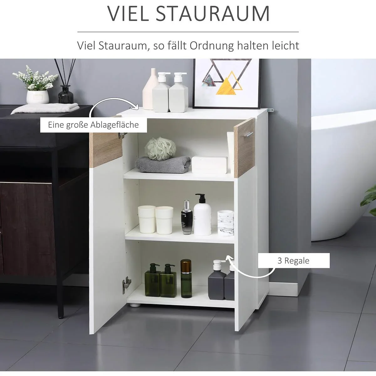 Badezimmerschrank Spiegelschrank Schminkspiegel wasserdicht weißer Lack MDF Platte Holz einfaches Design - 2